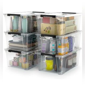 Clear Storage Latch Bins, 6-Pack with Handle and Lids, 5-Litre